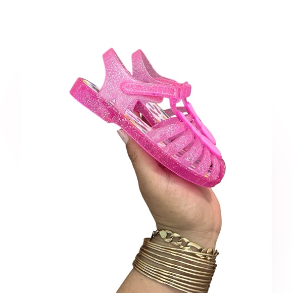 🦋Peeps Toddlers pink glittery jelly-style sandal featuring  pink Peeps bunny .8 - Picture 3 of 6